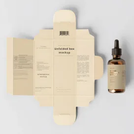 Unfolded Box and Amber Glass Dropper Bottle 02